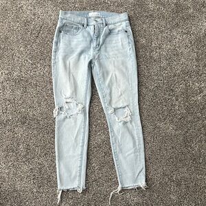 Light Wash Distressed Women’s High Waist Skinny Ankle Jeans - Loft - Size 2/26